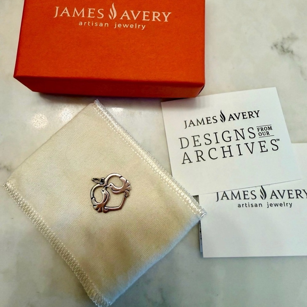*** SOLD ***RETIRED James Avery Duet Heart Charm 925 Silver New with Box Pouch